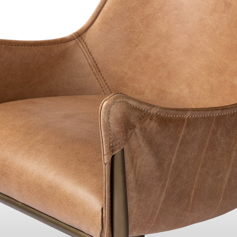 Truman Leather Swivel Office Chair, Taupe Brown