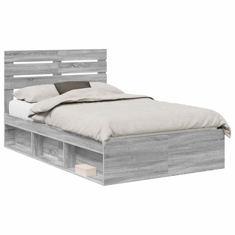 Solid Wood Bed, Double (4'6), Grey Sonoma