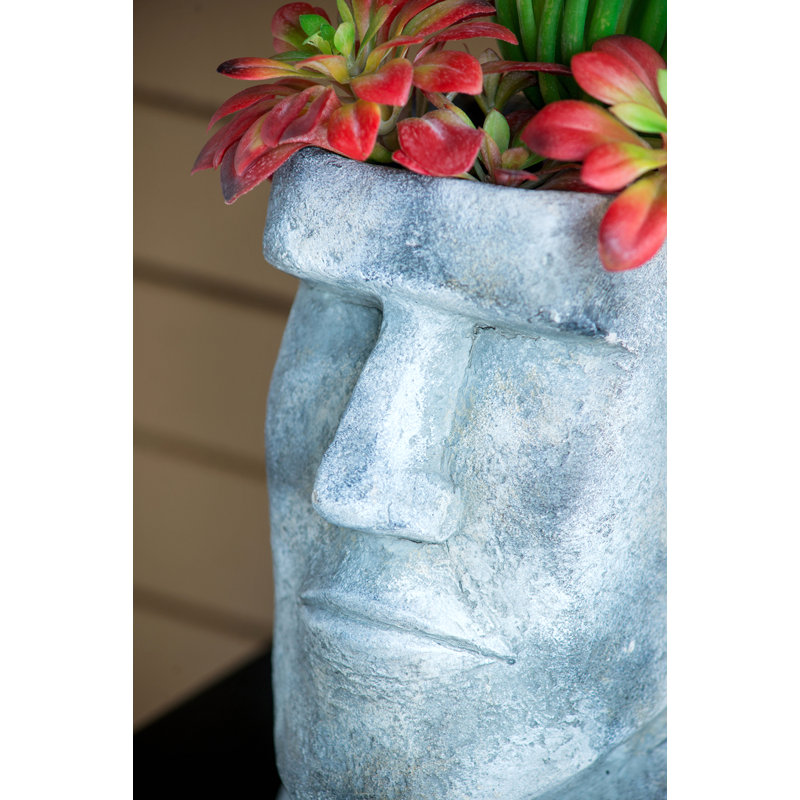 Pot à fleurs Island Cement, Bleu, H 9 po x l 5 po x P 5,5 po