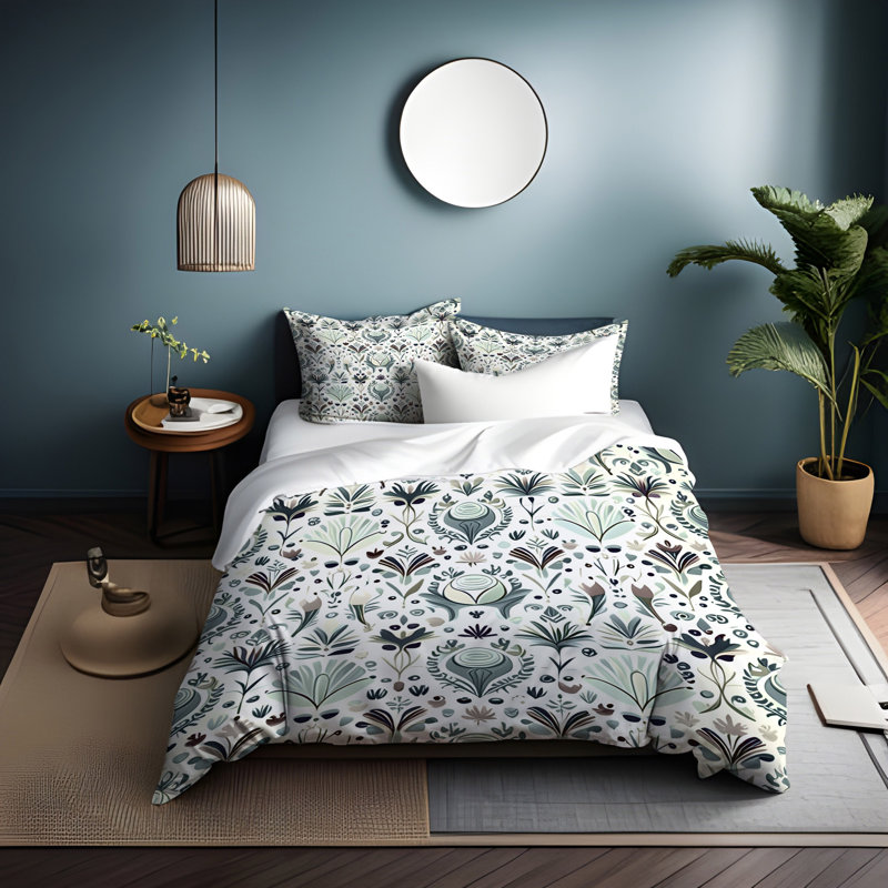 Polyester Floral Duvet Cover, King Duvet Cover + 2 King Shams