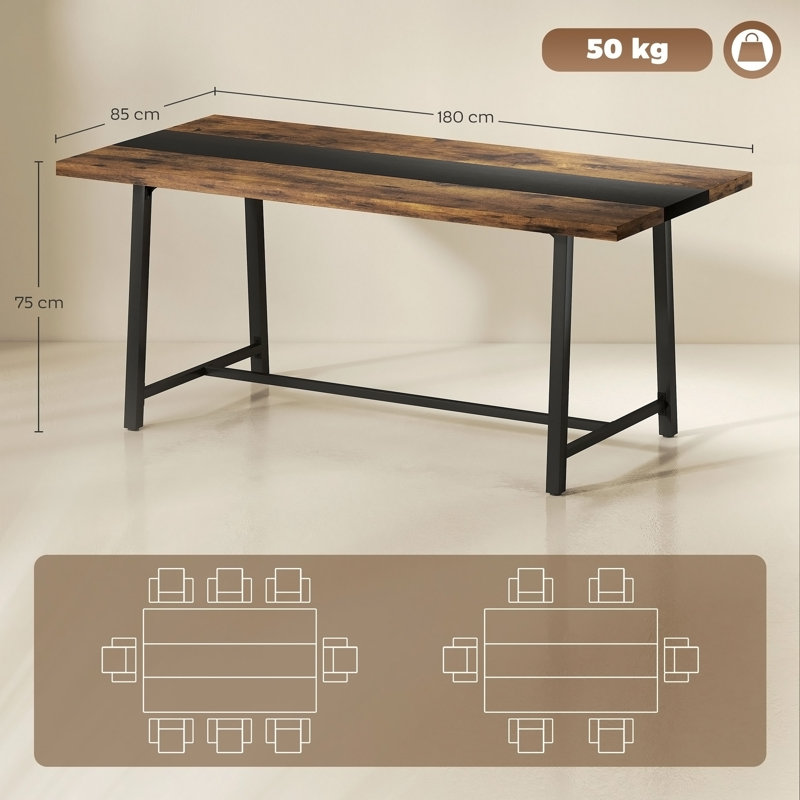 Table de salle à manger industrielle pour 8 personnes