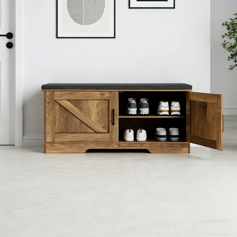 Storage Bench With Cushioned Seat