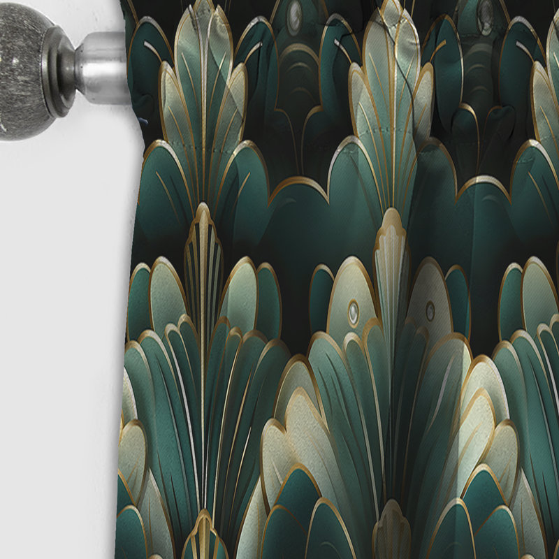 Damask Green Art Decor Pattern I - Damask Curtain - Blackout Damask Curtain - 1 Panels, 52" W x 84" L