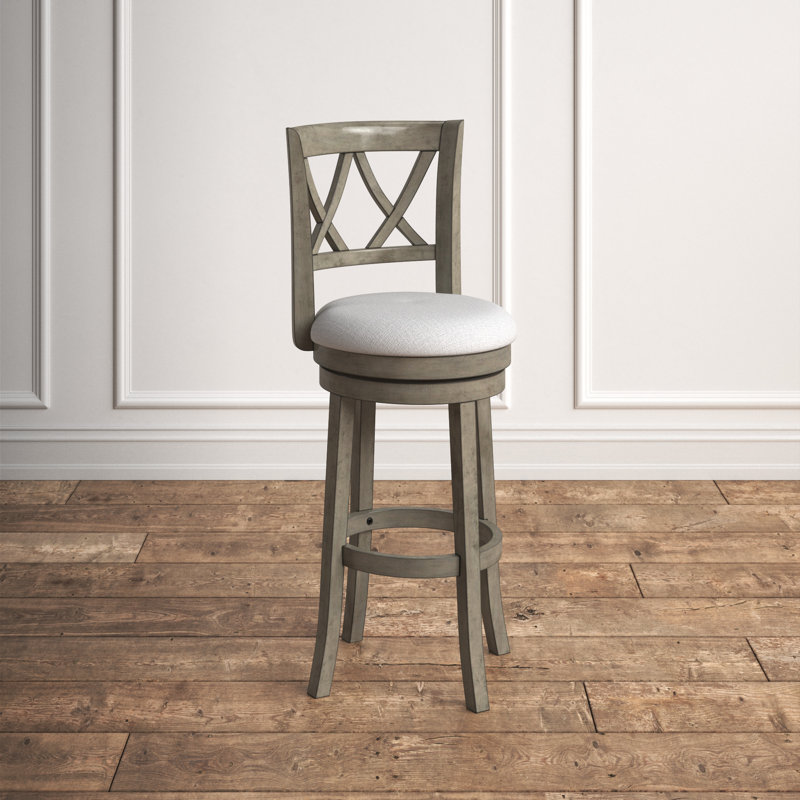 Ichika Swivel Upholstered Counter Stool with Solid Wood Frame, Bar Stool (29" Seat Height)