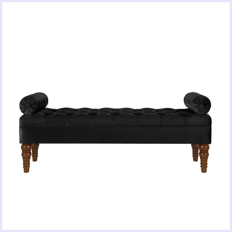 51.48" W Tufted Upholstered Bench, Black