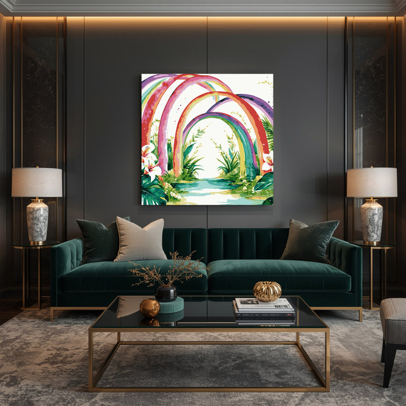 Art mural sur toile hawaïen arc-en-ciel blanc, H 16 po x l 16 po