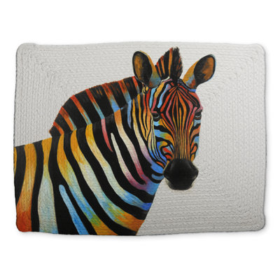 Colorful Zebra Profile Placemat - Blue Braided Polyester Decor