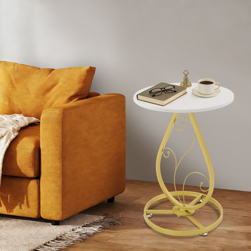 Table d'appoint ronde avec plateau de table et table de chevet décorative, Gold