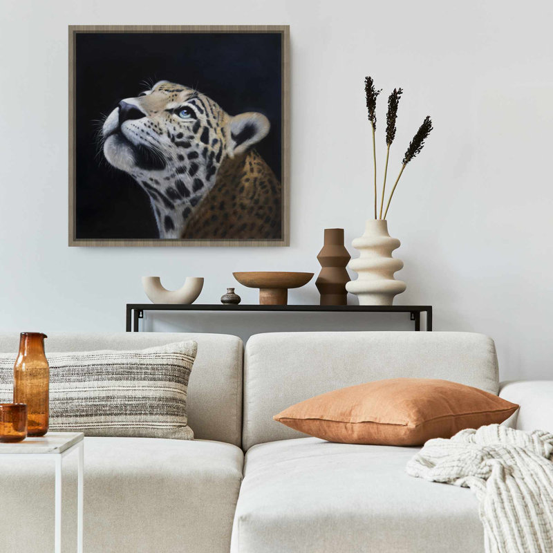 Realistic Leopard Face | African White Framed Canvas Decor