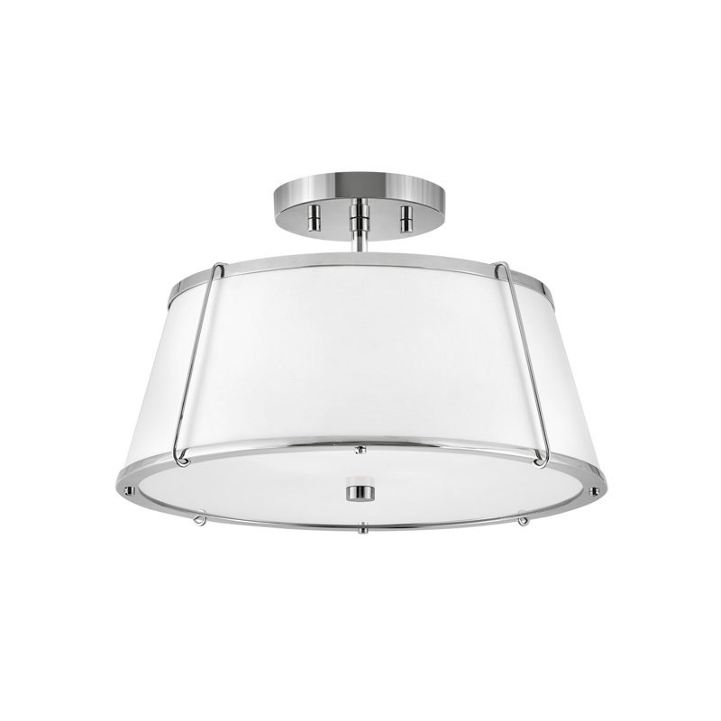 Plafonnier semi-encastré 15 po à 2 lumières Moxie, Nickel poli, Blanc