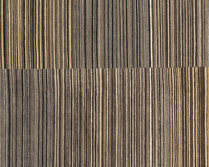 Spectrum Striped Hand-Knotted Wool Brown/Gray Area Rug, Rectangle 8' x 10', Brown/Gray