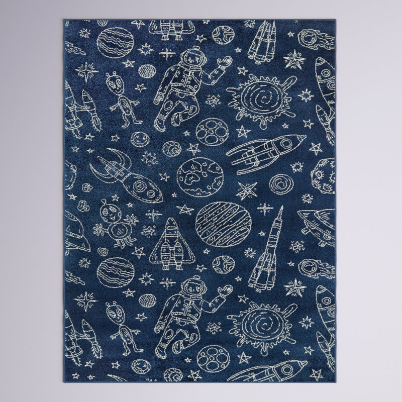 Tapis Palou Rocket Ship, Rectangle 3 pi 11 po x 5 pi 7 po, Bleu