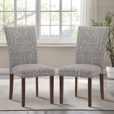 Nailhead Trim Fabric Upholstered Side Chair Wood Dining Chair (Set of 2) by Winston Porter