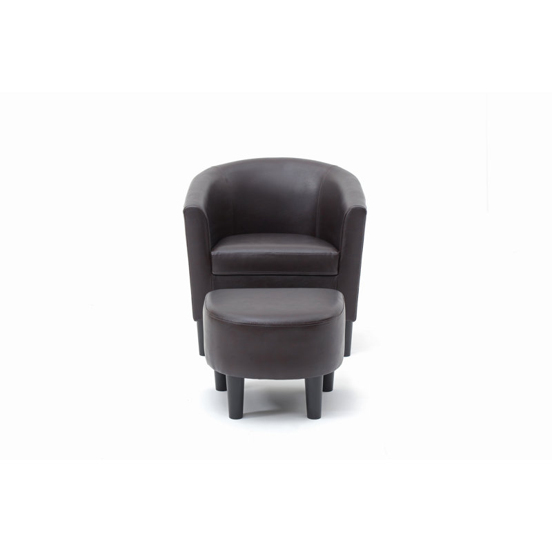 Chaise + repose-pieds Salem 5A3E2BC29E6C428FAD1429798F94B9E5, Similicuir noir