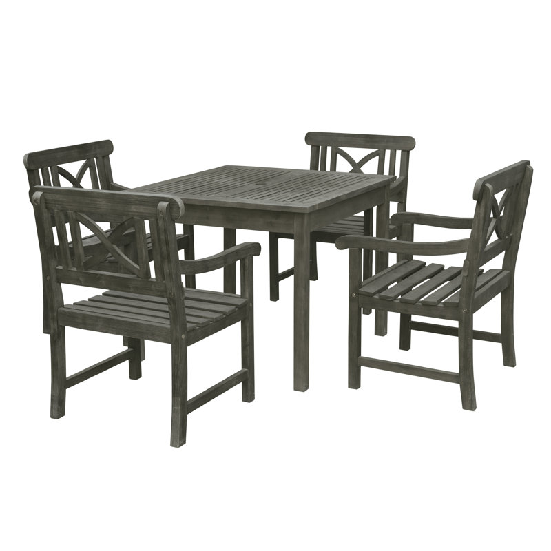 Aleha 4 - Person Acacia Patio Dining Set with Square Table