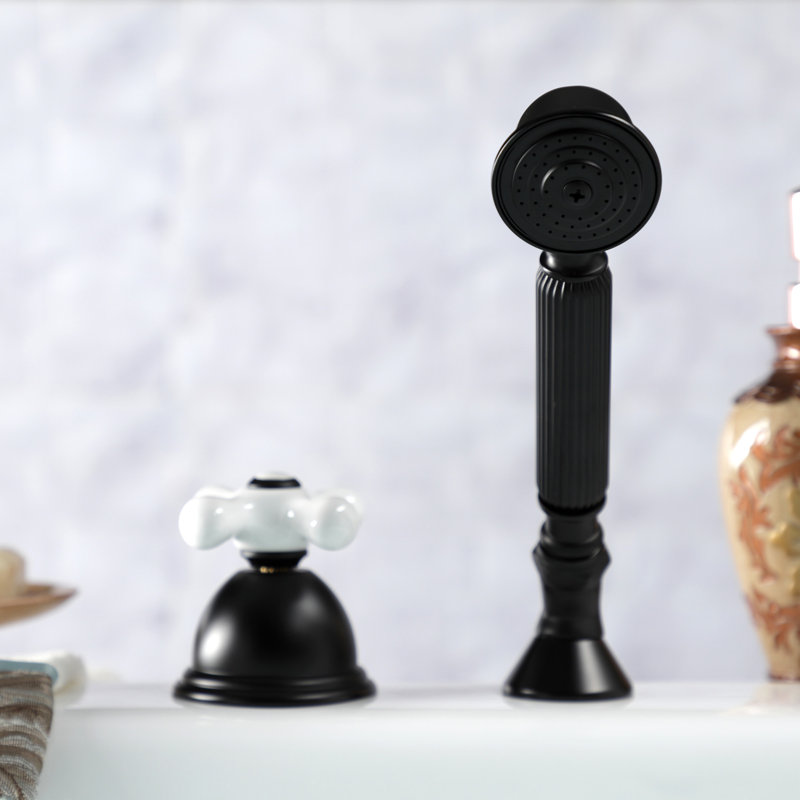 Kingston Brass Vintage Deck Mount Hand Shower with Diverter for Roman Tub Faucet, Matte Black