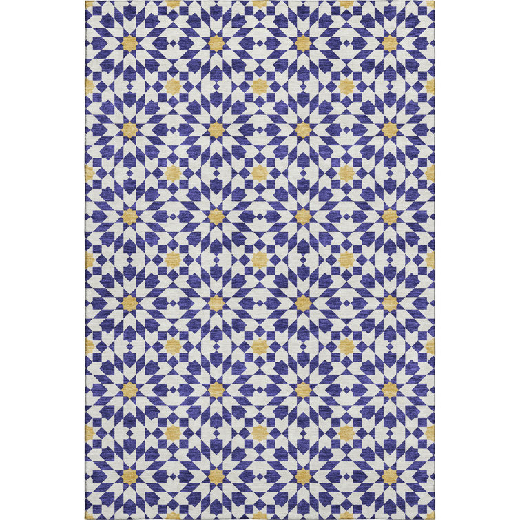 Premium Machine Washable Tweedy Navy Rug