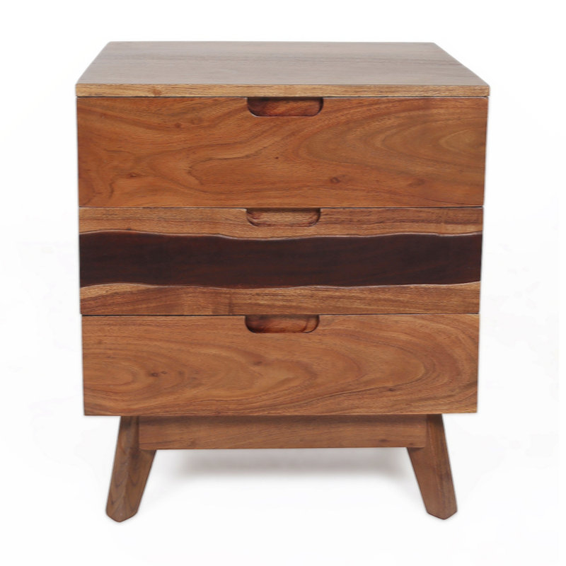 Table de chevet 2 tiroirs Declen, Marron clair