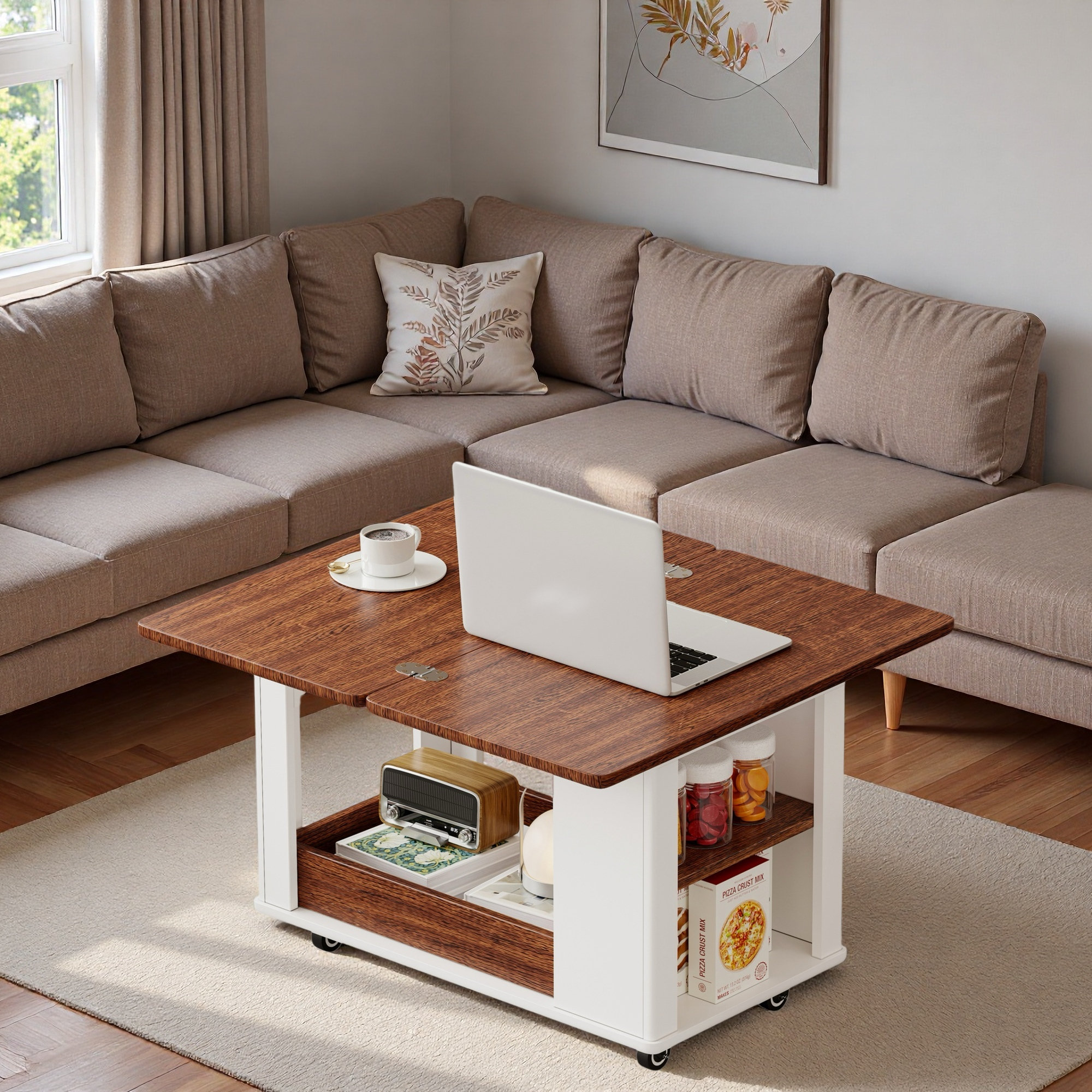 Latitude Run® Modern Multi-function Coffee Table With Foldable Top ...