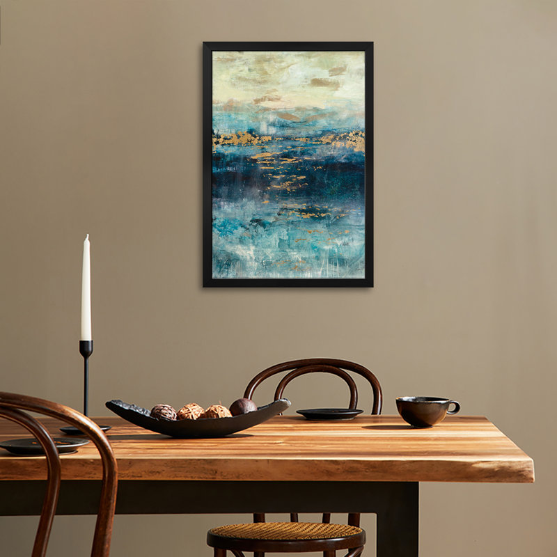 «Teal & Gold Scape», affiche encadrée par Julian Spencer, H 24 po x l 16 po