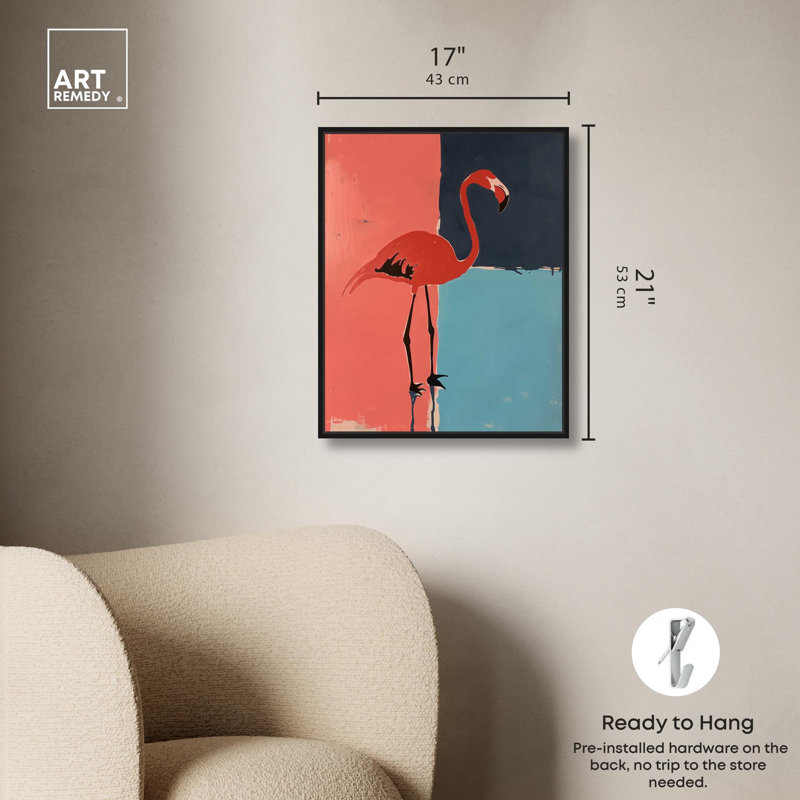 «Flamingo Tones» par Art Remedy, Cadre noir, H 21 po x l 17 po