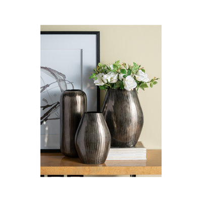 Vase ovale en aluminium multicouche de 9,5 x 5,5 x 12 pouces
