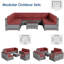 Ensemble de conversation d'extérieur en rotin 9 pièces avec coussins 9 pièces-44420336-44420337