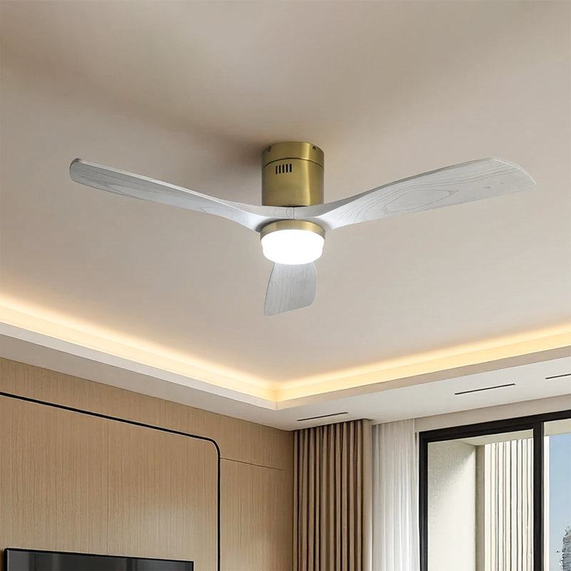  Airys 52'' Ceiling Fan with LED Light and Reversible DC Motor, Gold/White