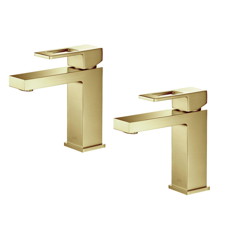 Cube Single-Hole Single-handle Bathroom Faucet, Brush Gold, No