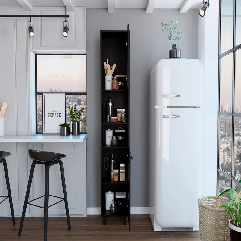 2-Shelf Rectangle Pantry Cabinet, Black
