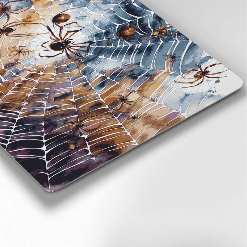 Halloween Spiders and spider webs Grey Metal Wall Art, 11" H x 14" W