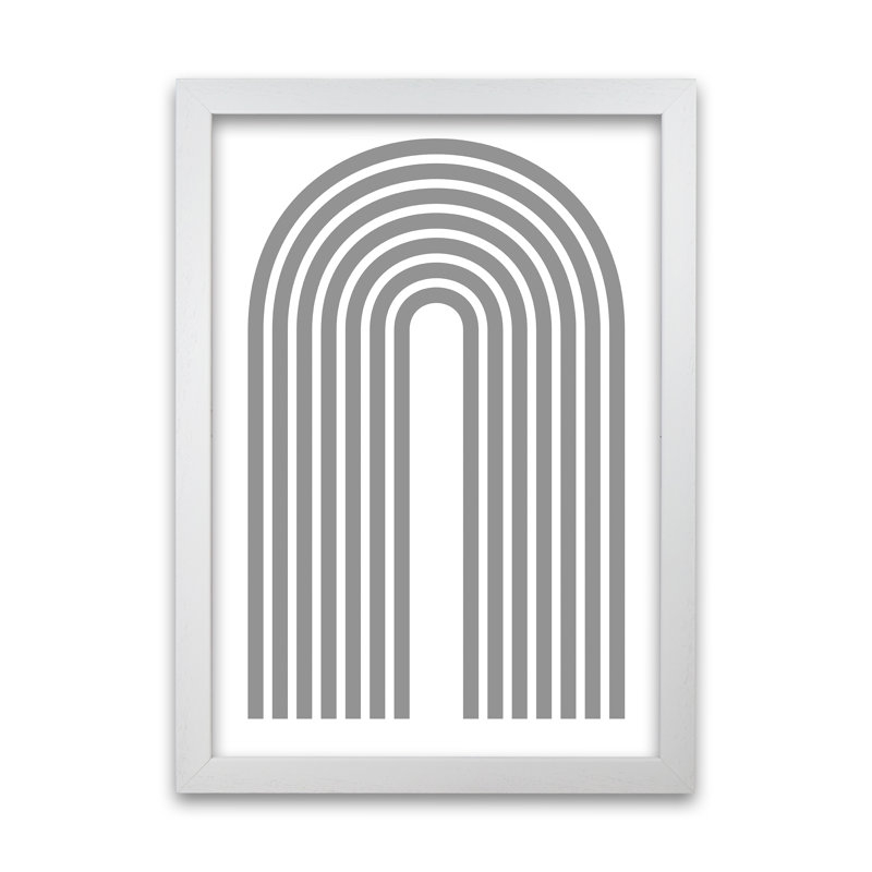 Grey Modern Rainbow Original - Print, 59cm H x 42cm W x 3cm D, White Frame