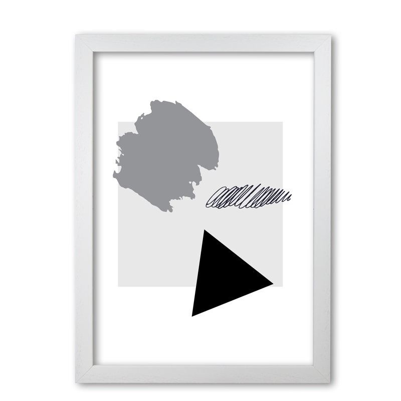 Grey Square Mismatch Abstract - Single Picture Frame Print, 30 cm H x 21 cm W x 5 cm D, White Grain Frame