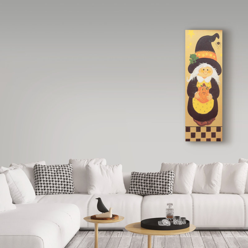 «Witch and Pumpkin», art sur toile, H 32 po x l 10 po x P 2 po