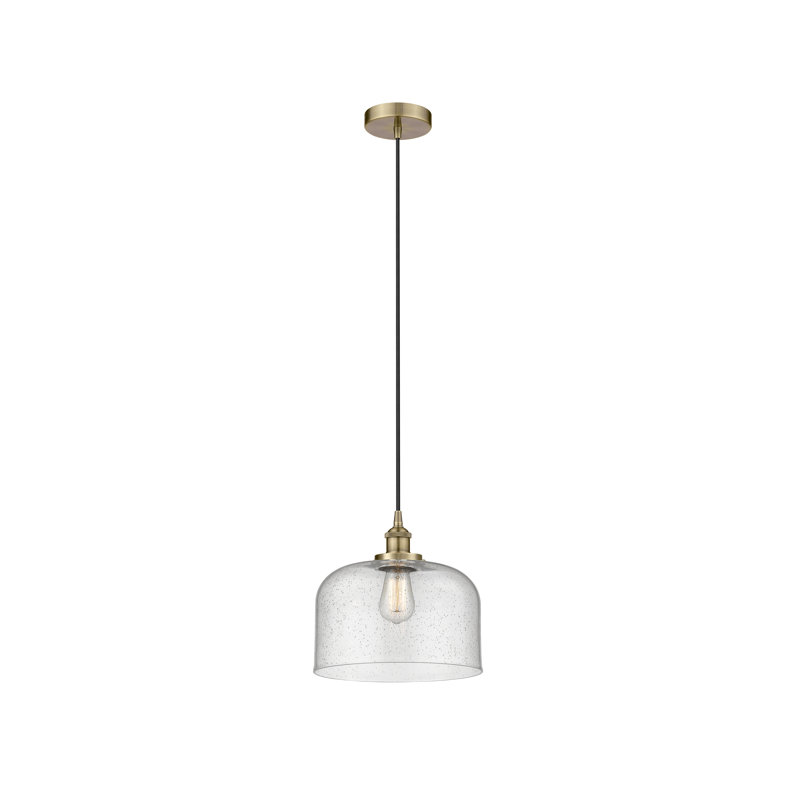 Luminaire suspendu en forme de cloche à 1 lumière Bucks, Laiton, H 11,75 po x l 12 po x P 12 po