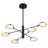 Reshae 6L Matte Black And Gold Contemporary LED Pendant Light Adjustable Arms
