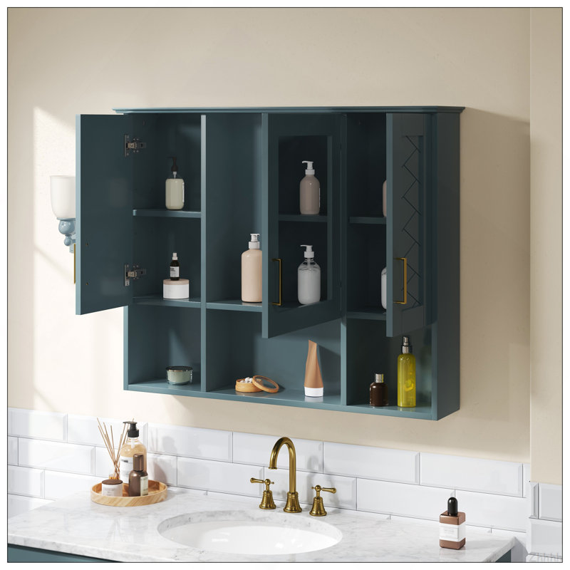 35 Inch 2-In-1  Wall Mounted Medicine Cabinet With Adjustable Shelves & Soft Close Doors, High-Define Mirror With Storage For Bathroom Vanity