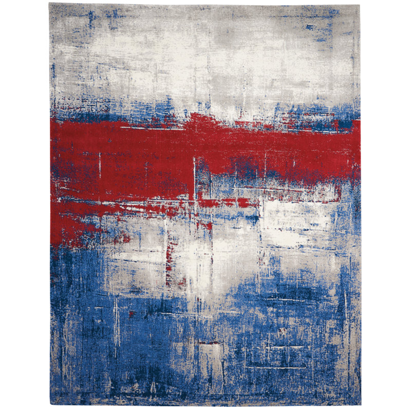 Performance Viscose Abstract Indoor Rug, Rectangle 5'6" x 8'