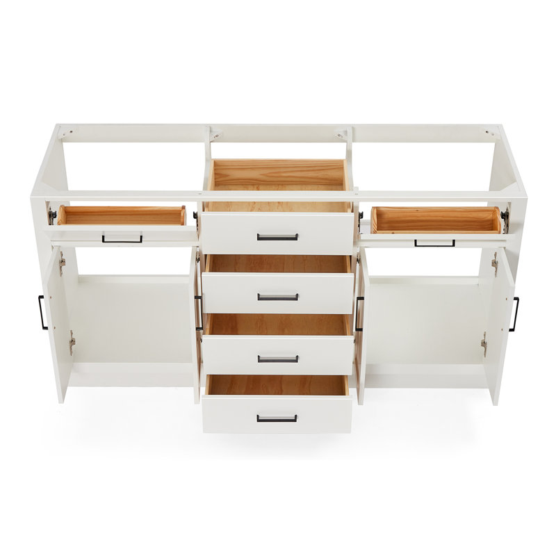 Hepburn 66'' Double Bathroom Vanity Base Only, Matte Black, White