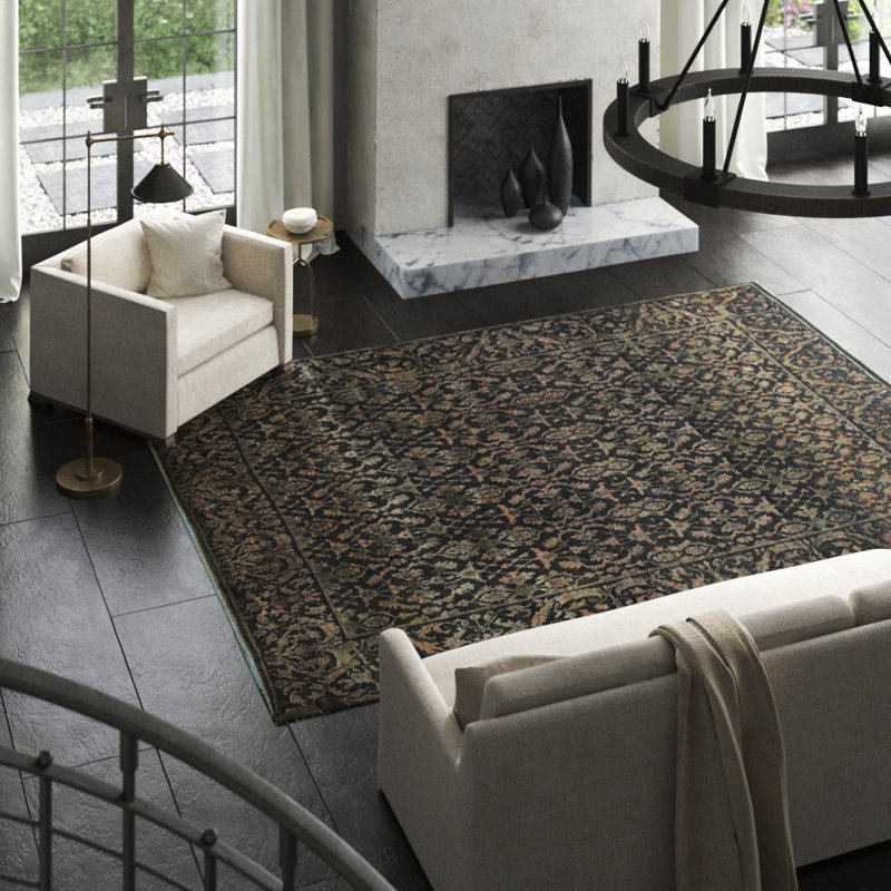 Cotton Oriental Area Rug in Brown