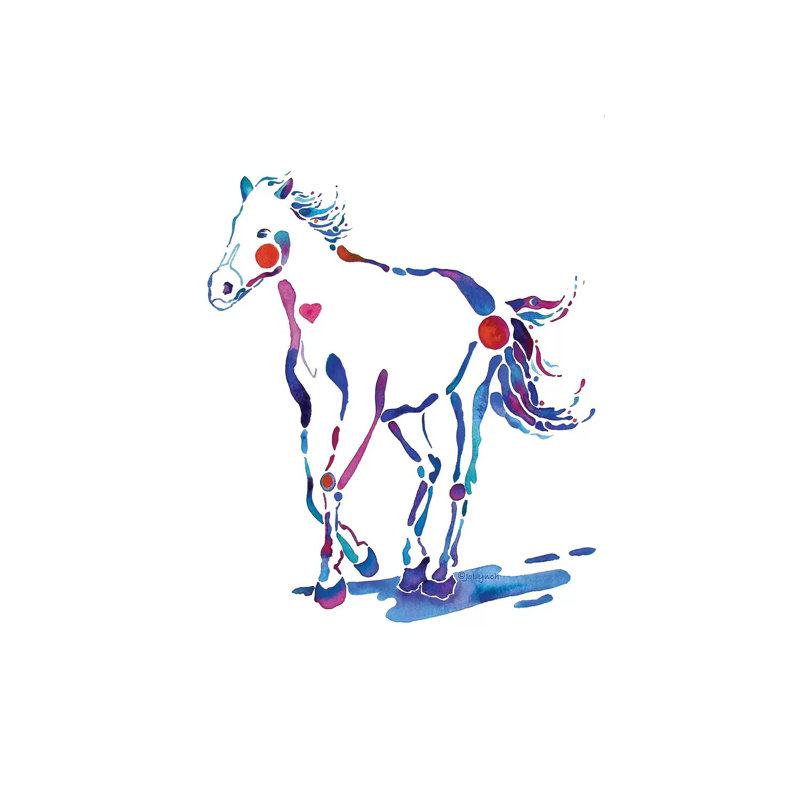 «Pony Horse» par Jo Lynch - impression d'art graphique, Pas de tapis, H 26 po x l 18 po x 1,5 po, Toile tendue