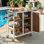 Chariot en bois pour îlot de cuisine avec plateau en acier inoxydable, table d'appoint pliable, roues verrouillables, station de préparation pour patio roulant