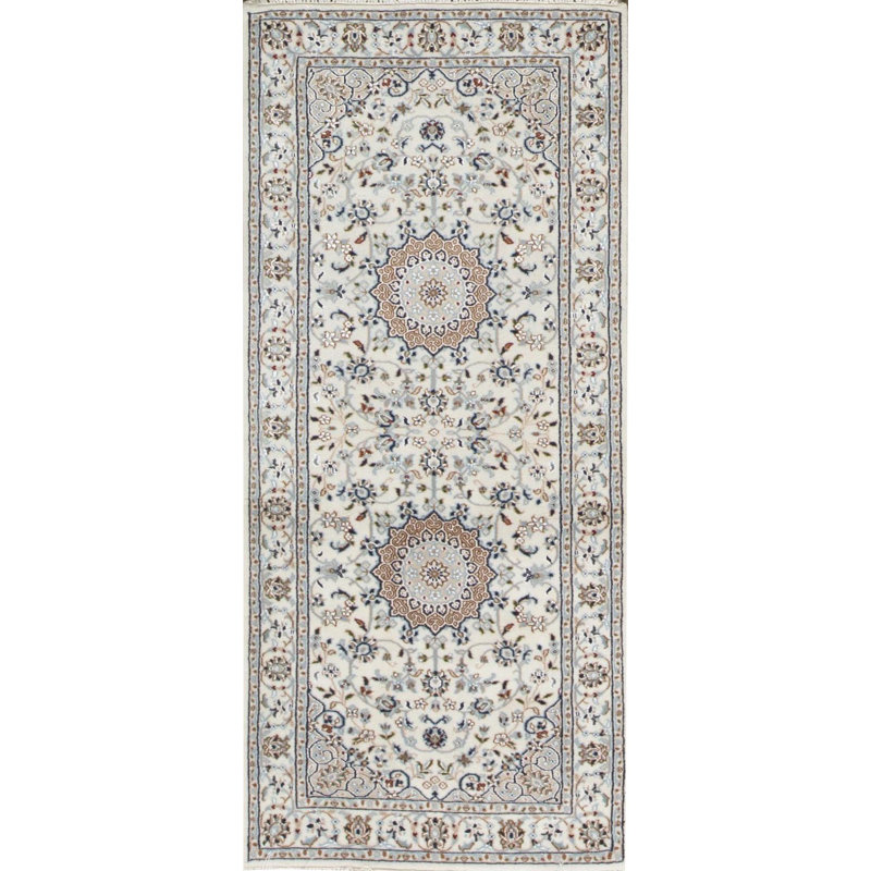 Chemin de table beige et gris noué à la main de haute qualité