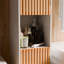 Grande armoire de rangement pour salle de bain avec porte en lattes de bambou