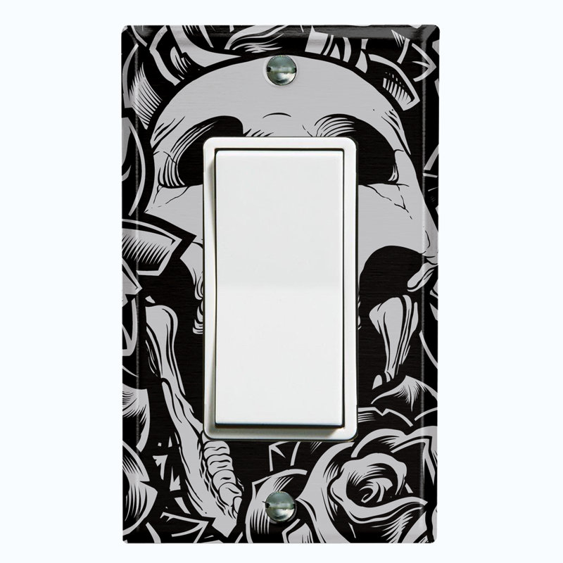 Plaque murale d'interrupteur à bascule Skull Rose Mouth Roses Flower