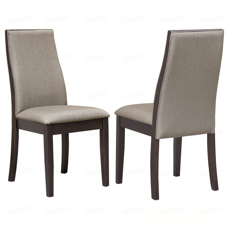 Taupe and Espresso Upholstered Dining Chair (Set of 2)