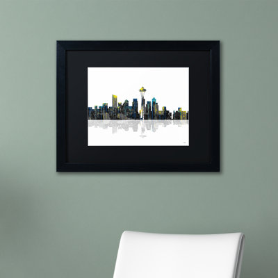 «Seattle Washington Skyline», impression sur toile encadrée