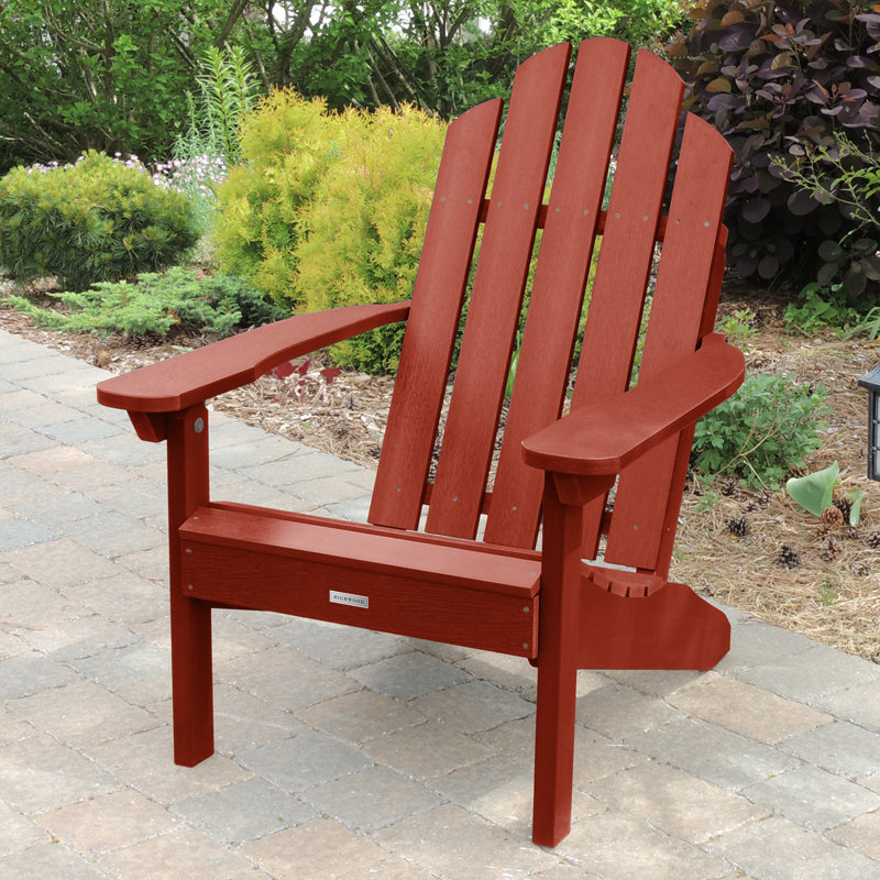 Chaise Adirondack en plastique avec table Anette, Rouge rustique