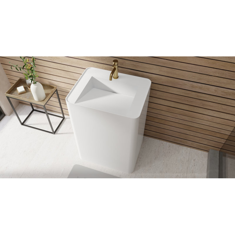 Lavabo de salle de bain sur pied Badeloft, Blanc brillant