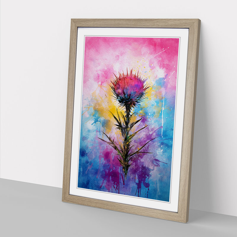 Thistle Abstract Framed Print, Oak Framed, 46cm H x 34cm W